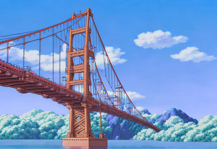 Ghibli style Golden Gate Bridge